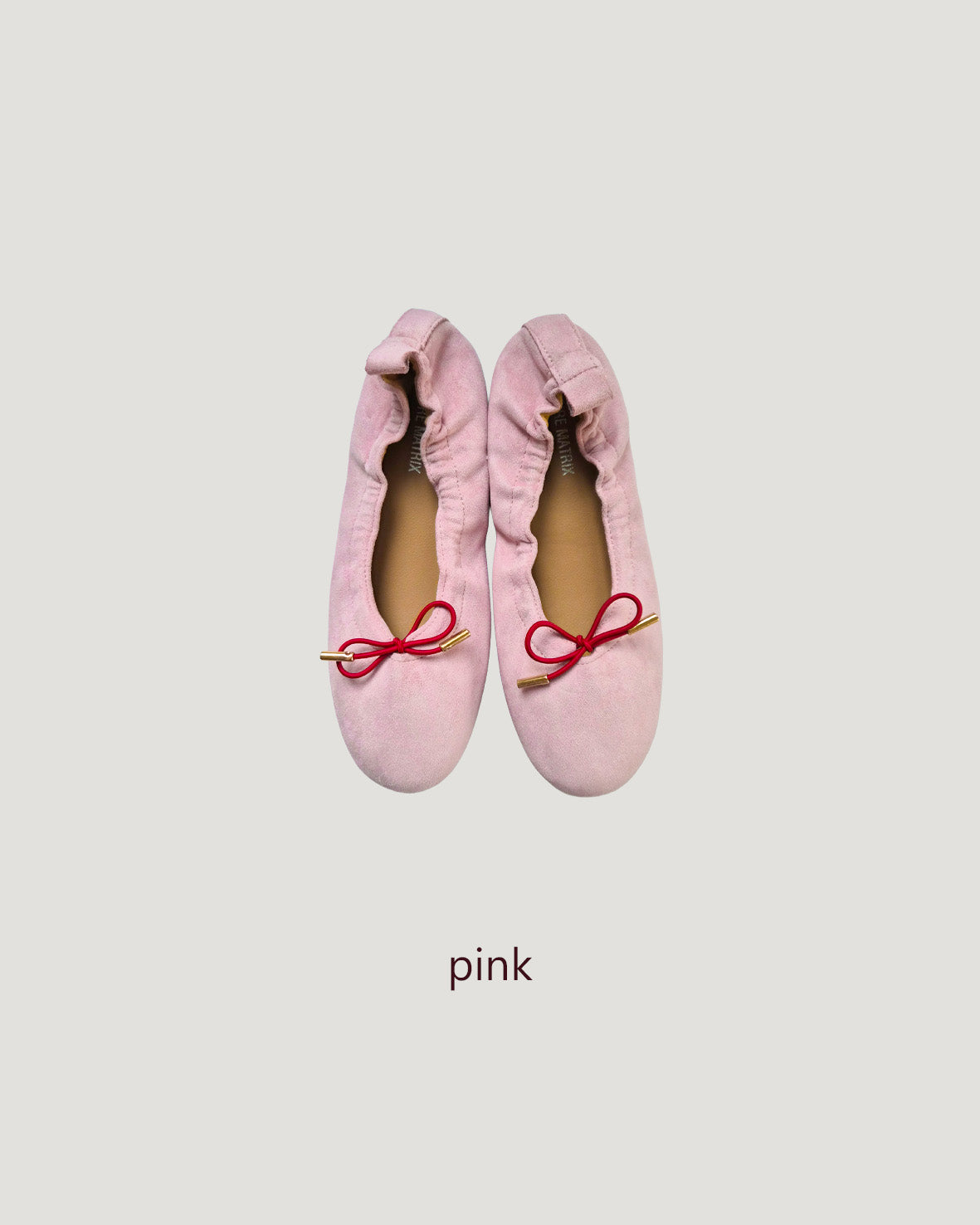 ribbon faux suede flat shoes