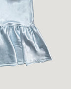 lace satin flare mini dress