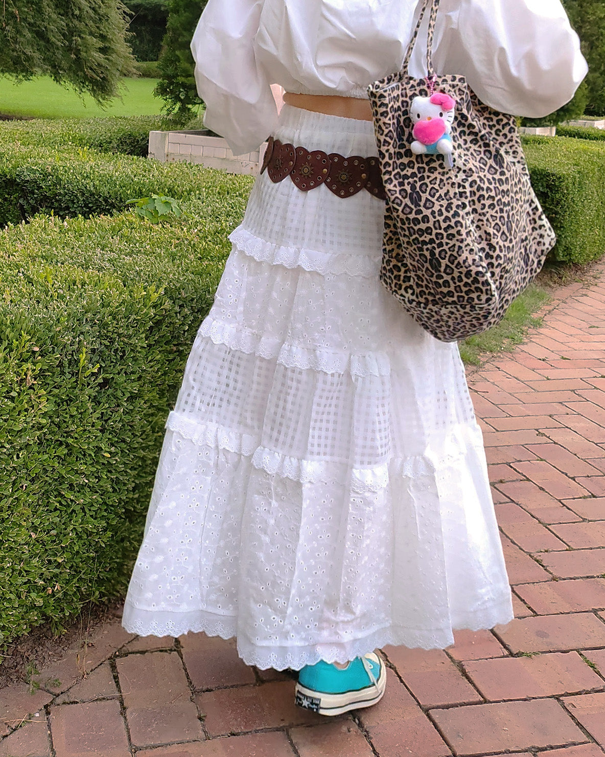 cotton tired long skirt