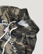 camo lettering logo half pants