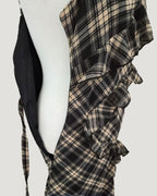 check frill long dress