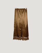 satin lace point long skirt