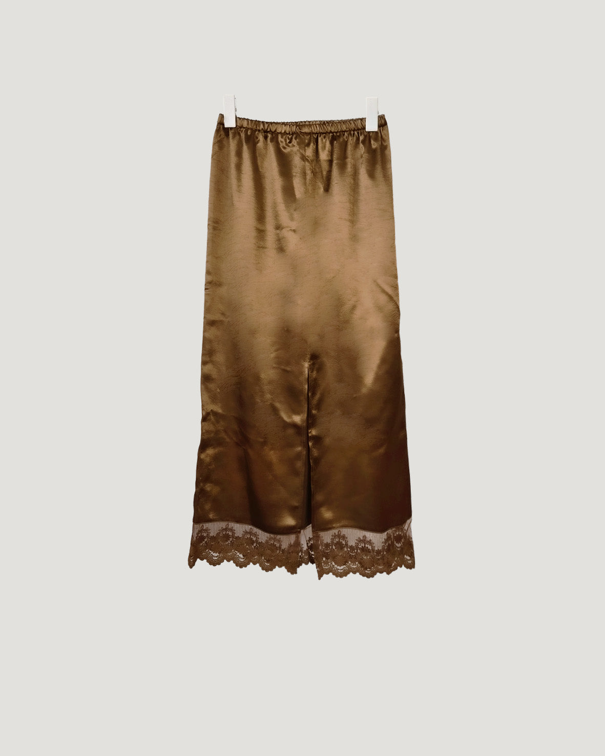 satin lace point long skirt