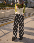 flower jacquard pants