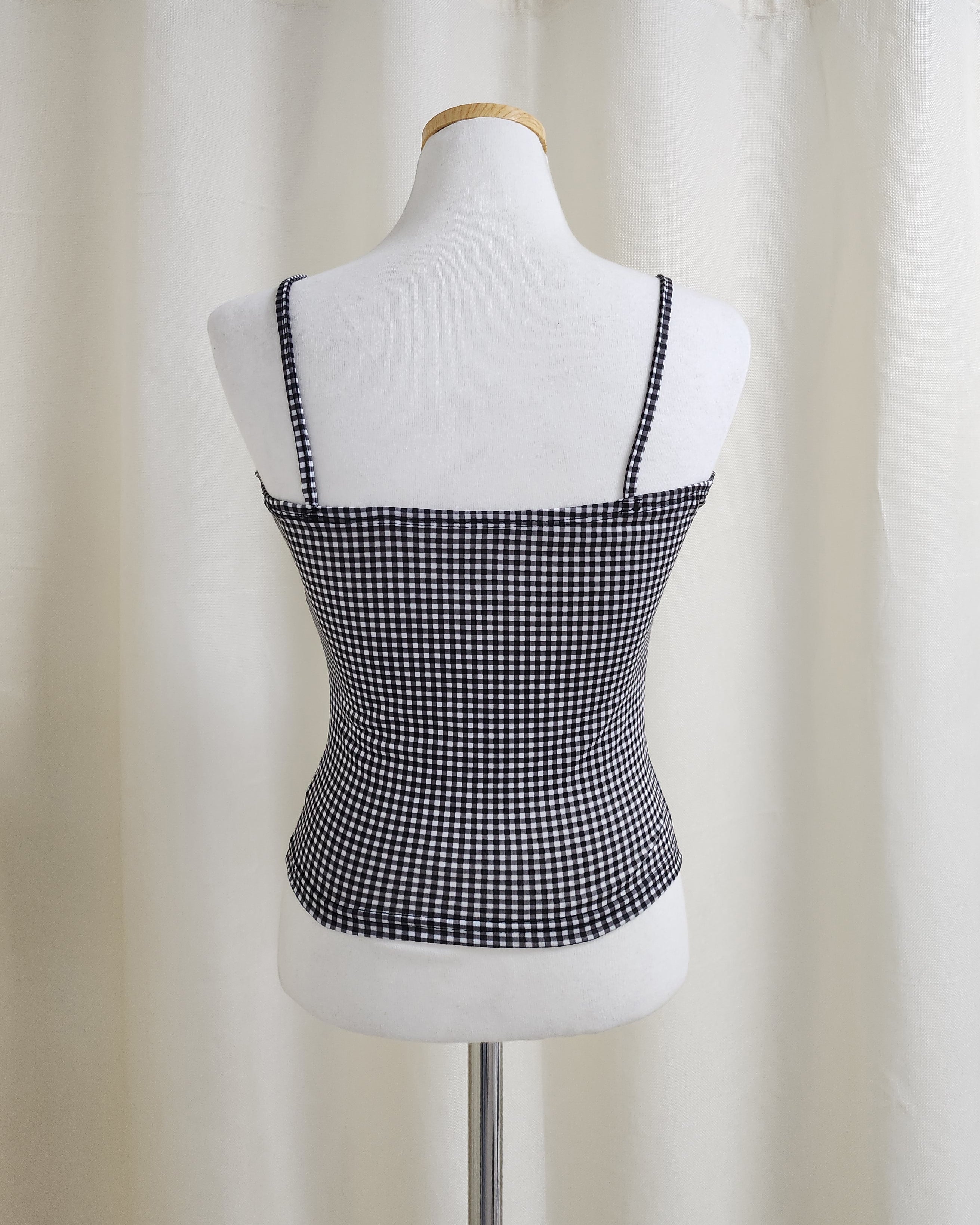 gingham check lace point camisole