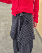 check skirt layered pants