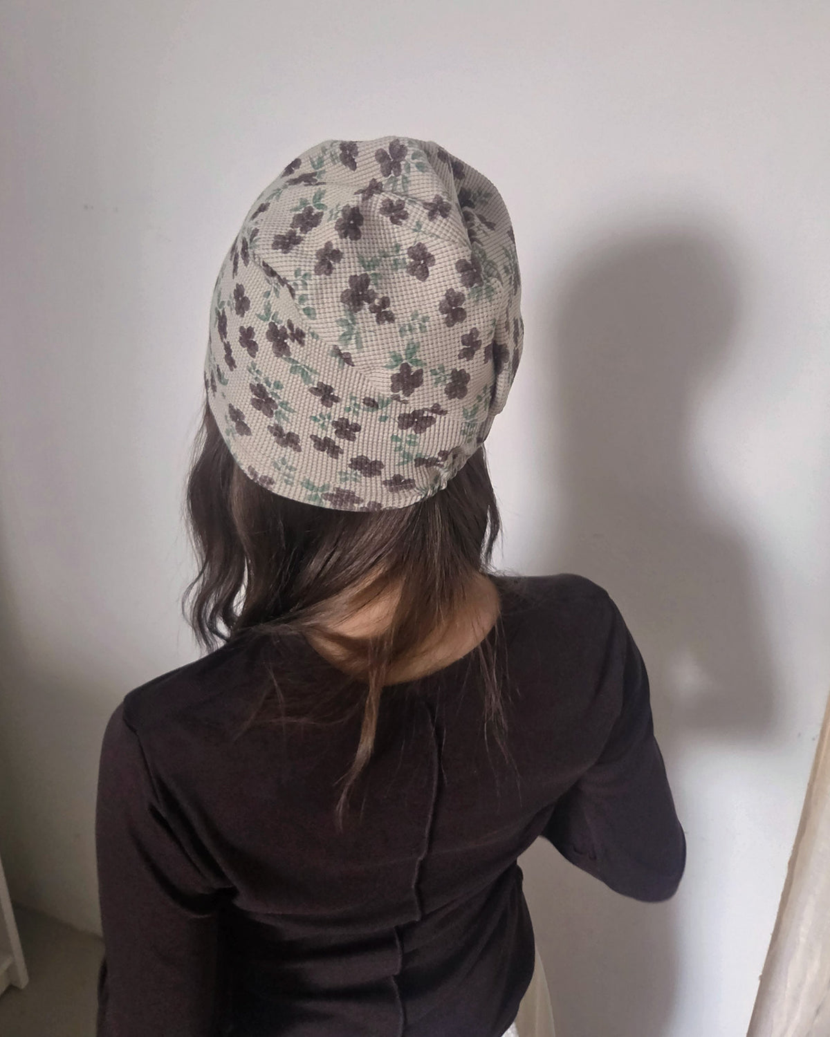 flower pattern waffle beanie