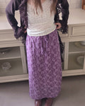 vintage like rose pattern long skirt