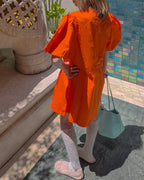 volume puff sleeves tack mini dress
