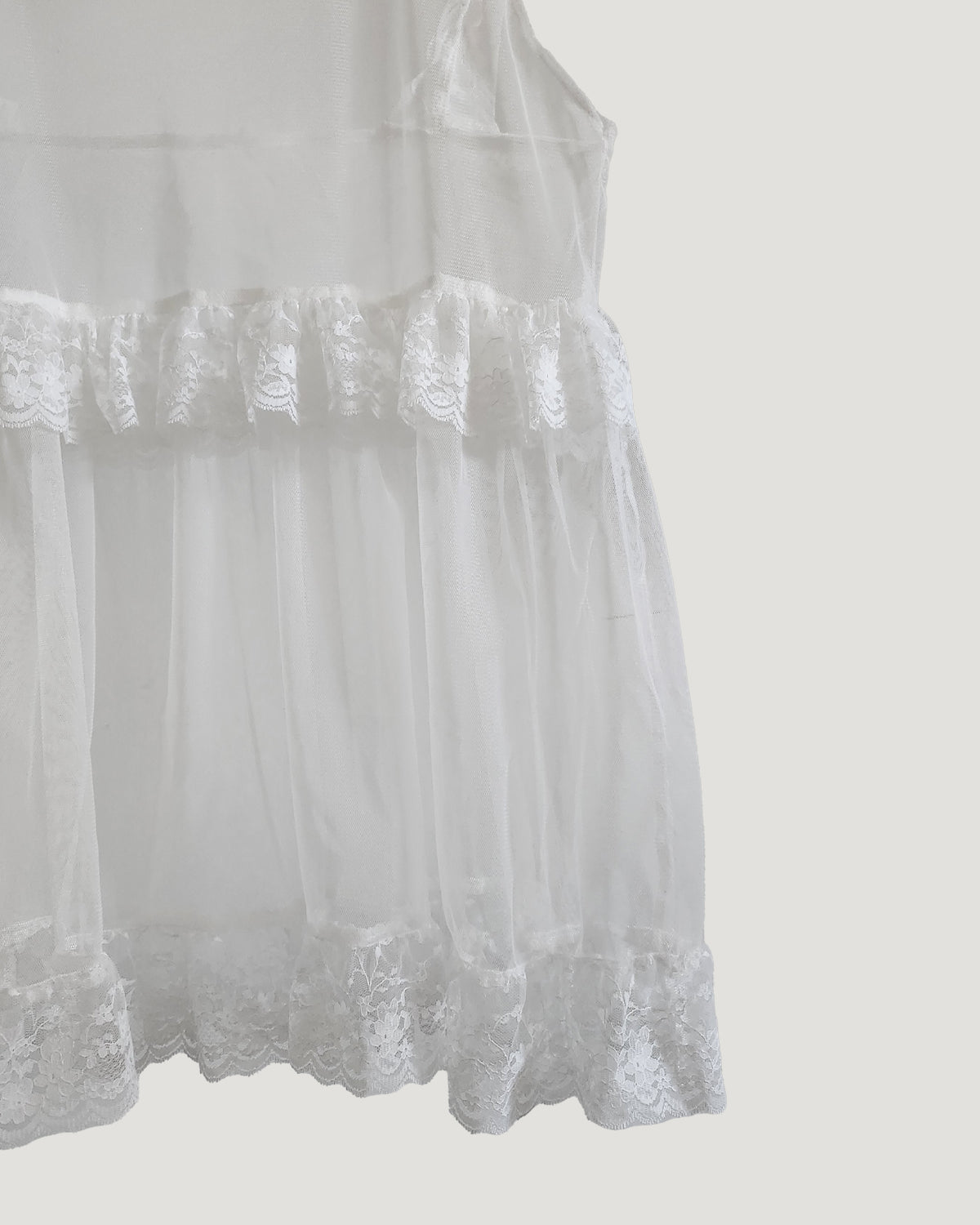 sheer lace frill mini dress
