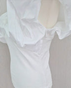 V neck puff shoulder top