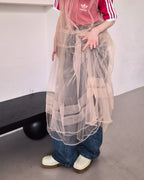 sheer layered waist frill tulle dress