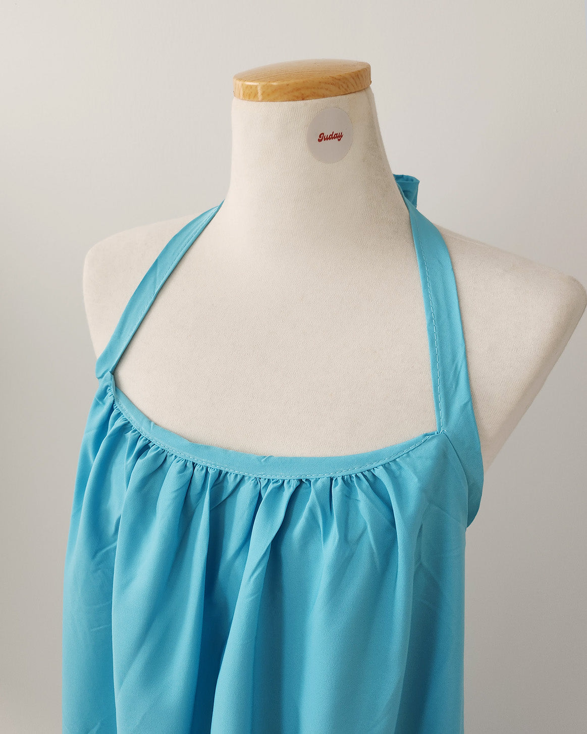 halter neck back open long dress