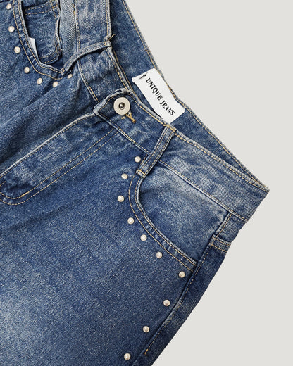 side studs wide denim