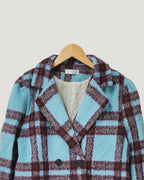 check wool blended coat