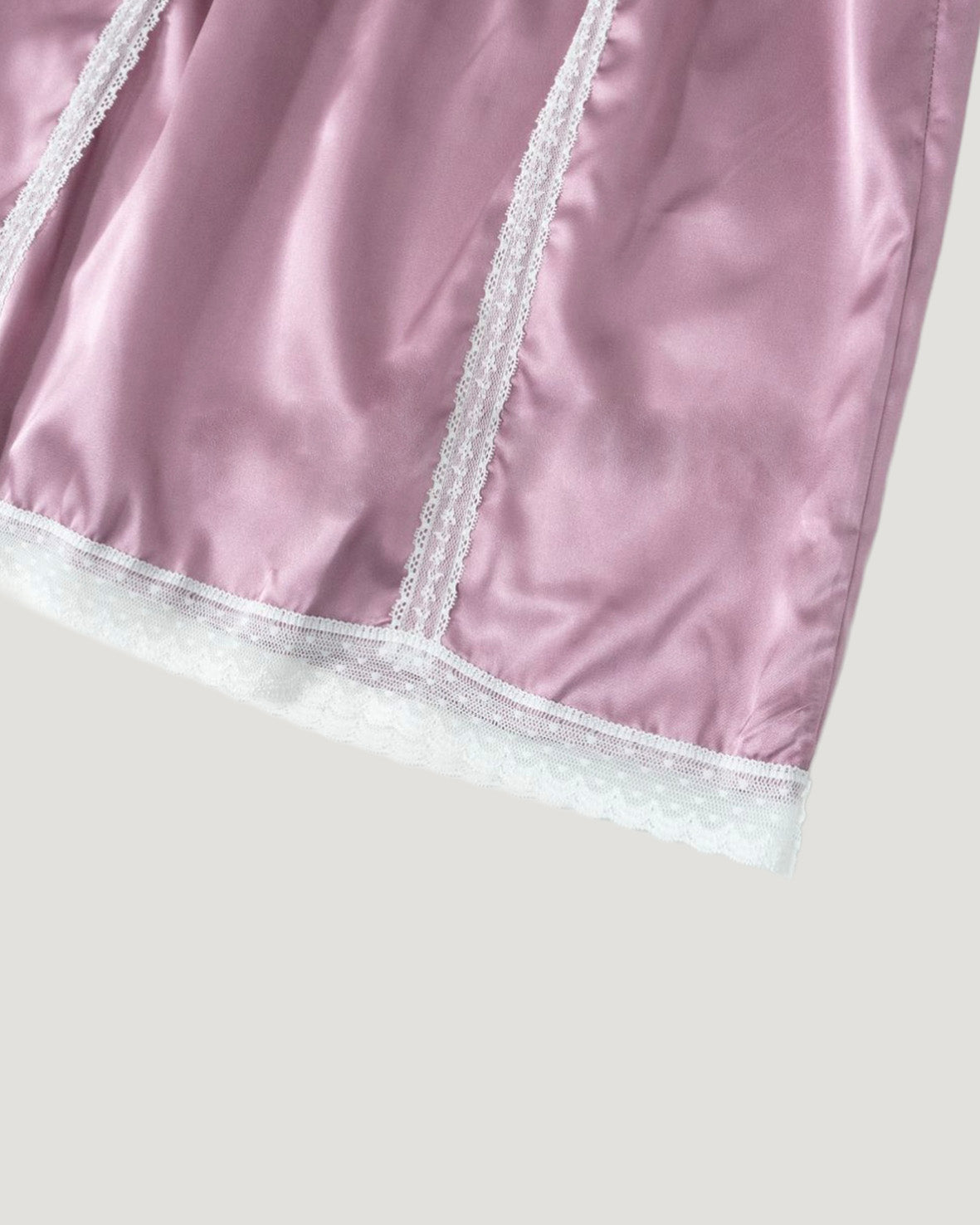 satin lace point midi skirt
