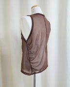 henry neck sheer sleeve less top