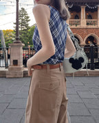 check draped shirring top