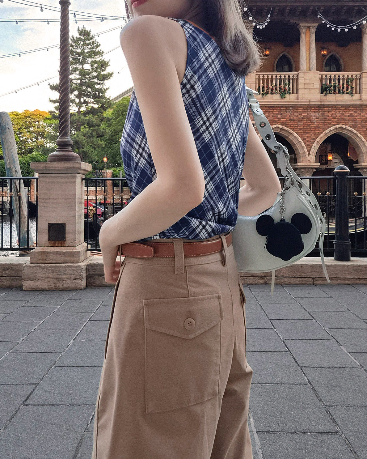 check draped shirring top