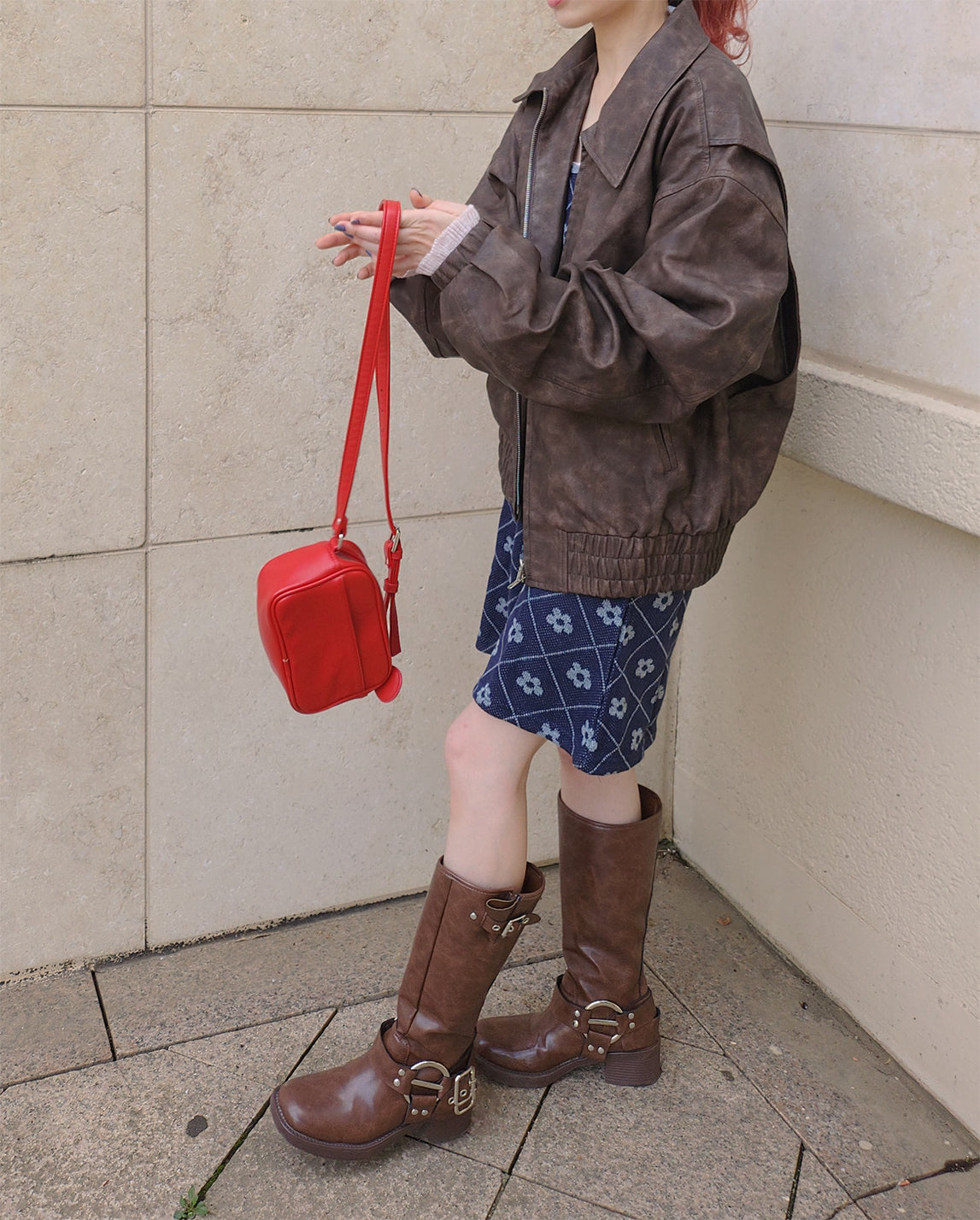 vintage like faux leather blouson