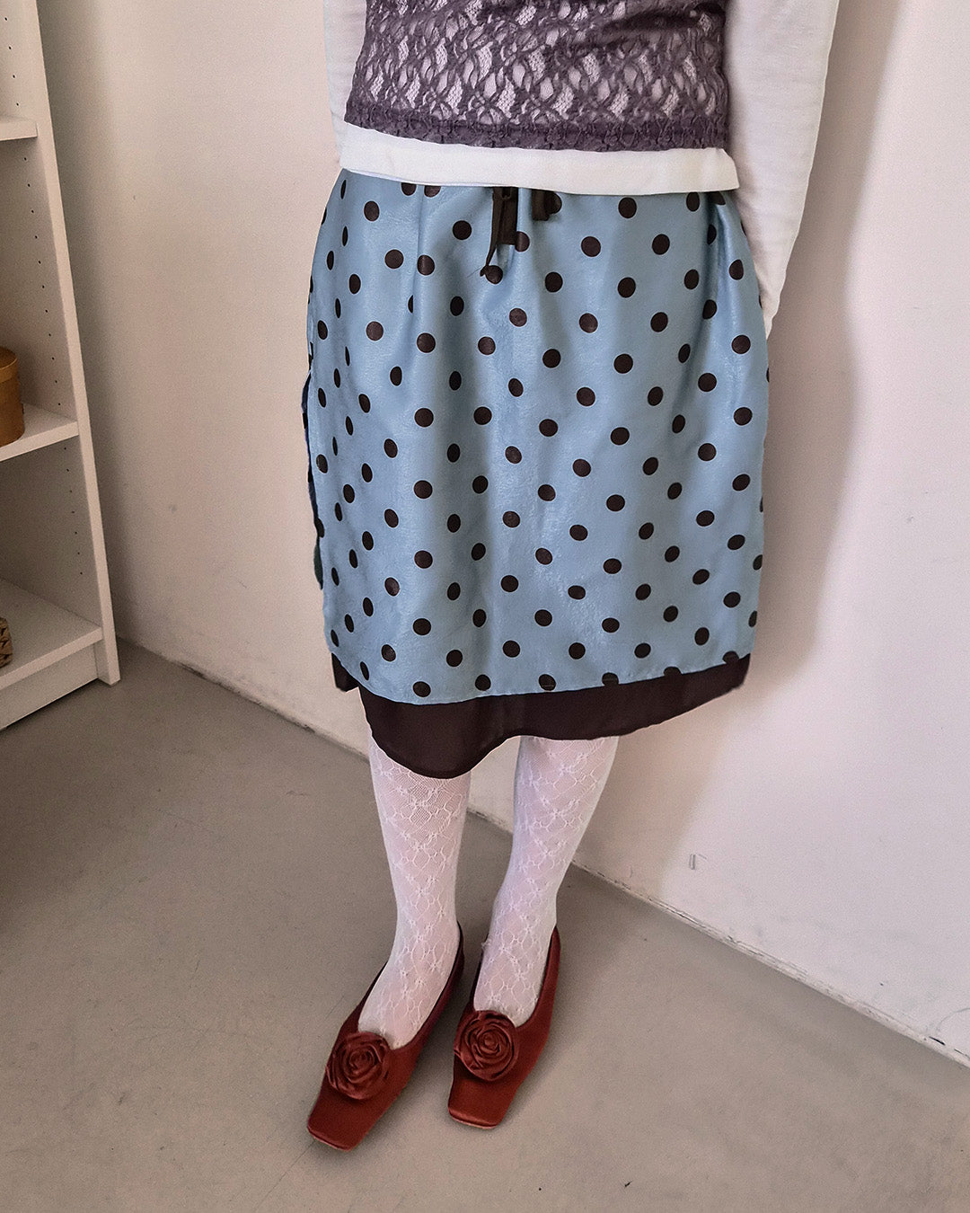 polka dot layered skirt