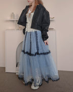dot frill volume tulle skirt