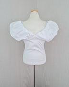 V neck puff shoulder top