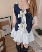dot frill balloon mini skirt