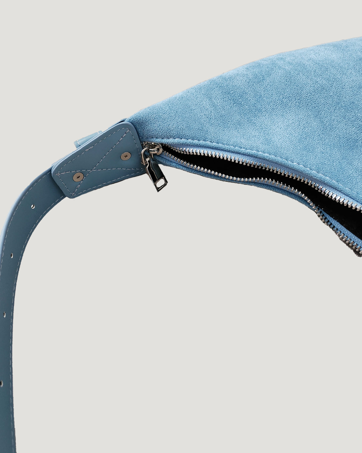 faux suede half moon bag
