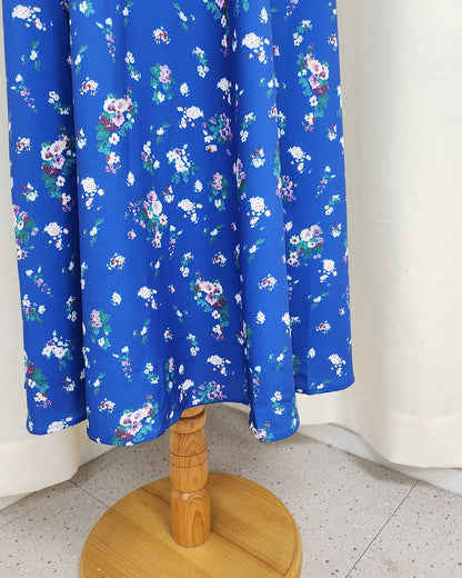 flower puff sleeve long dress