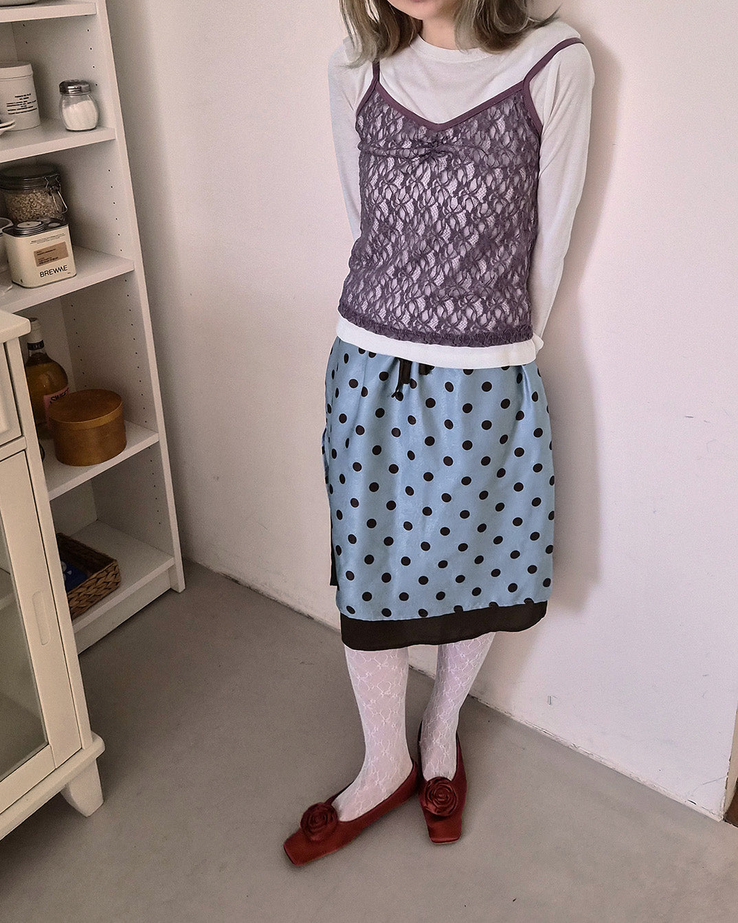 polka dot layered skirt
