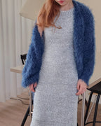 glossy shaggy knit mermaid long dress