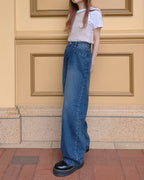 side studs wide denim