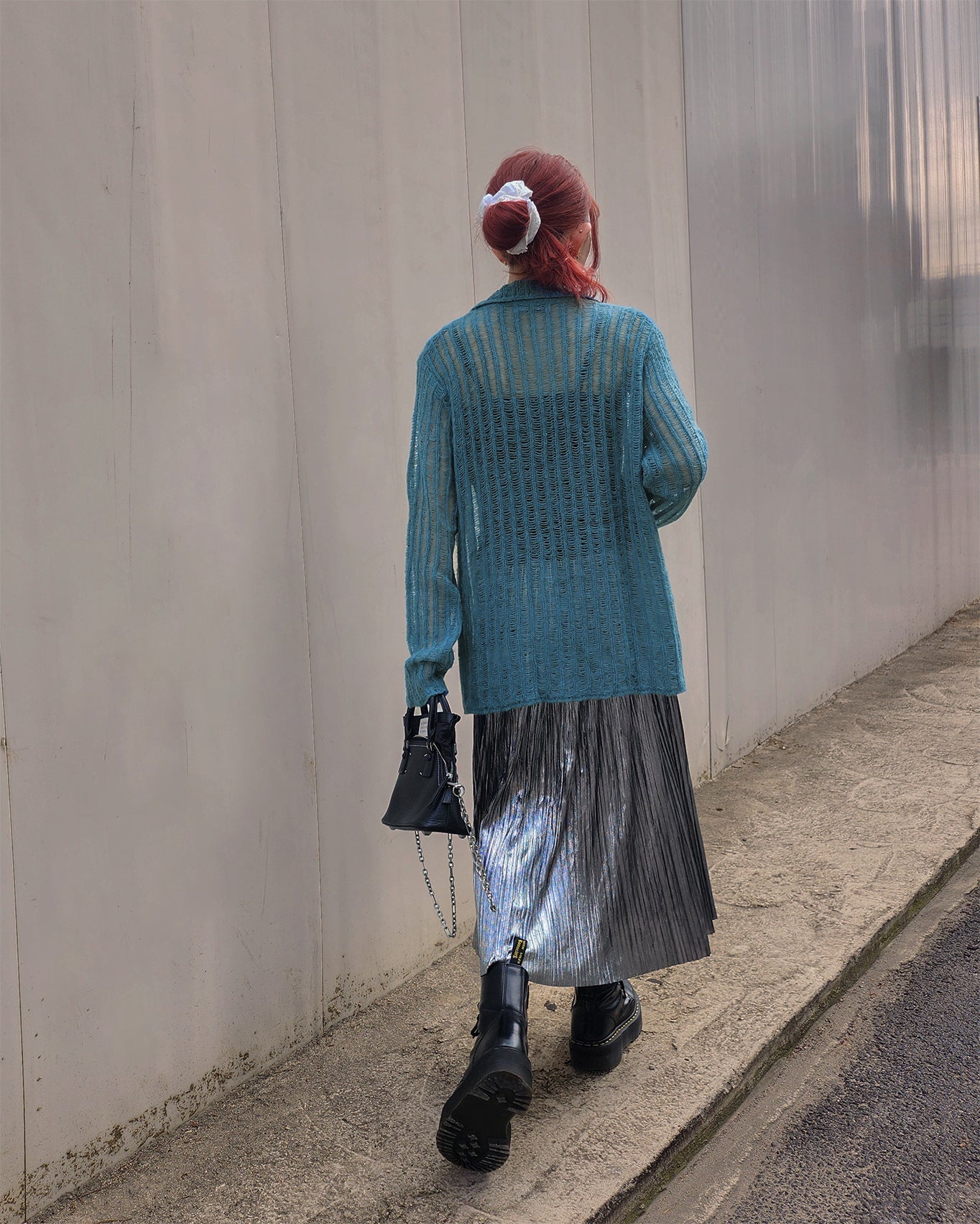 metallic accordion pleated skirt