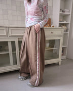 red line wide track pants