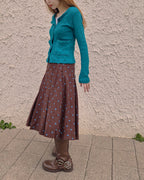 dot pleated midi skirt