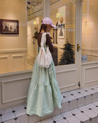 shirring bustier cotton long dress