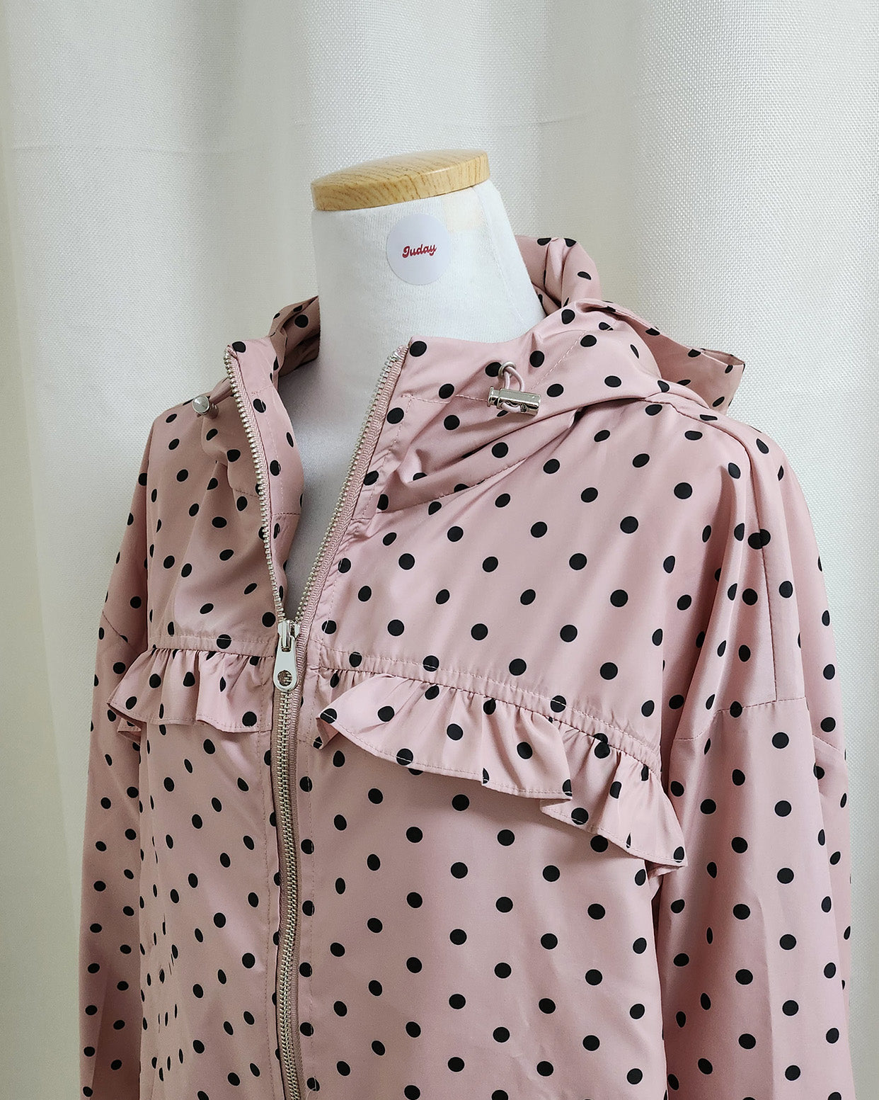 dot frill nylon blouson