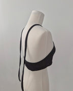velvet sheer halter neck bustier