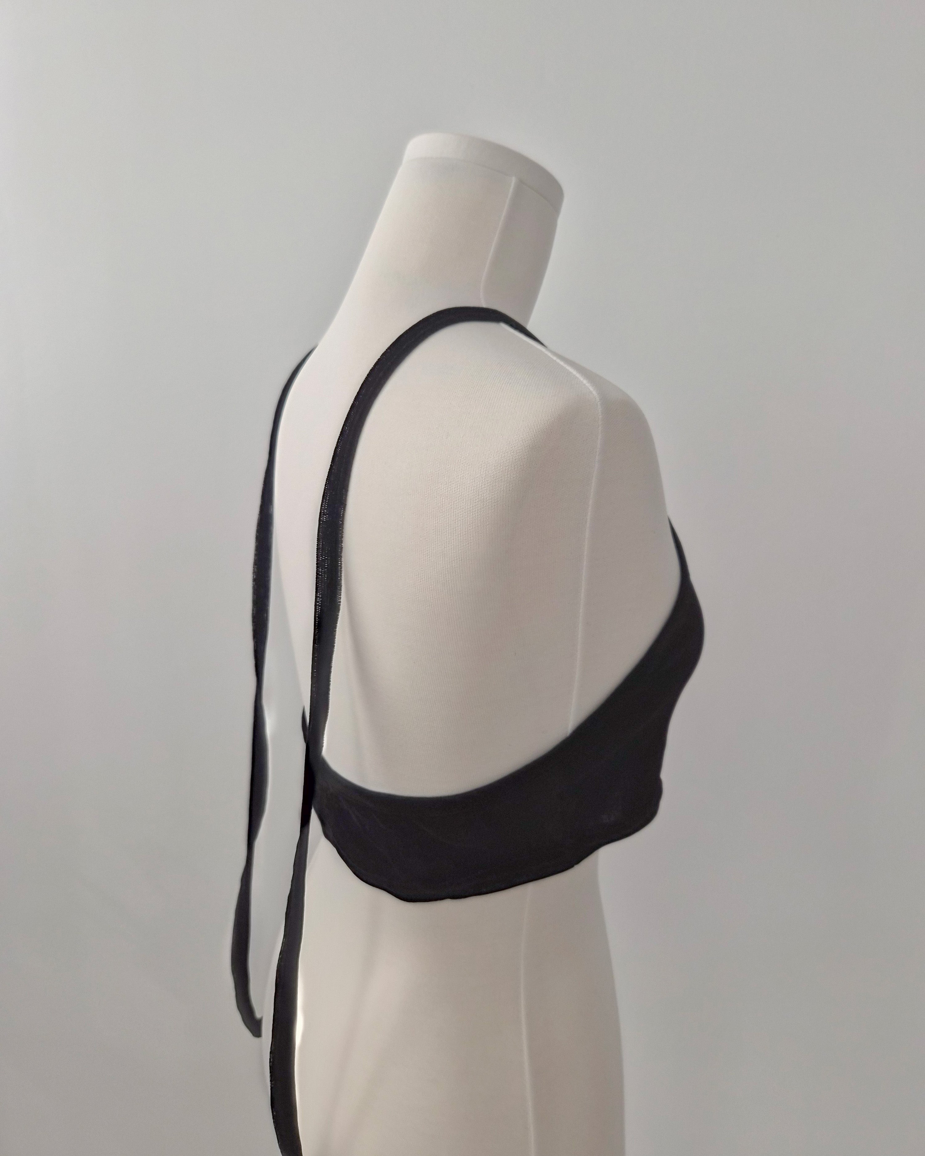 velvet sheer halter neck bustier