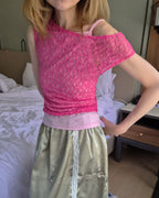 lace sheer french sleeve top