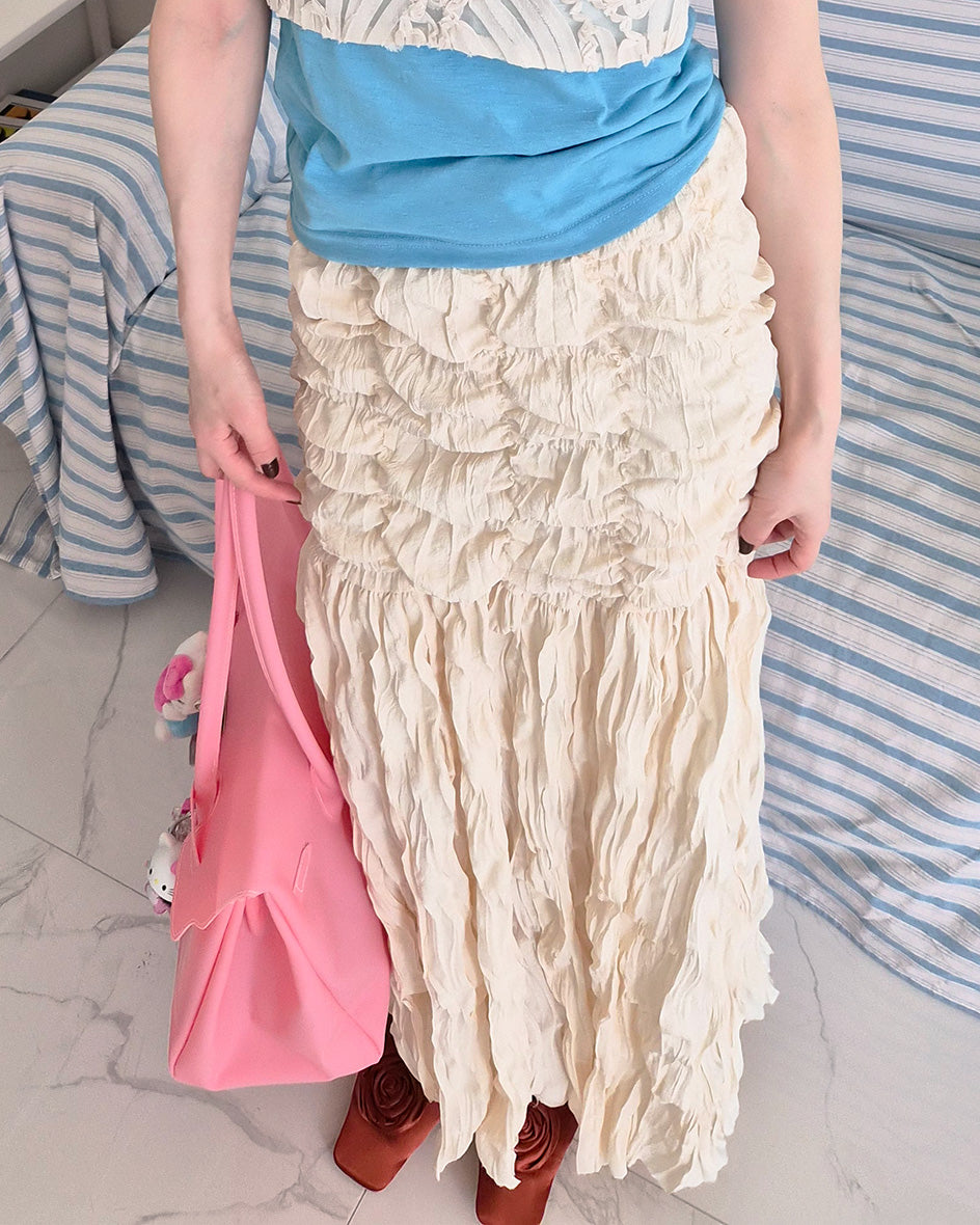 shirring popcorn skirt