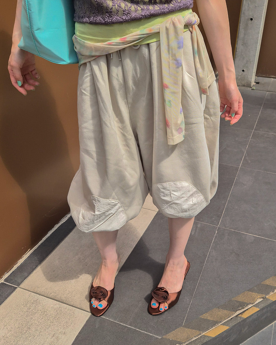 sweat nylon switch balloon half pants