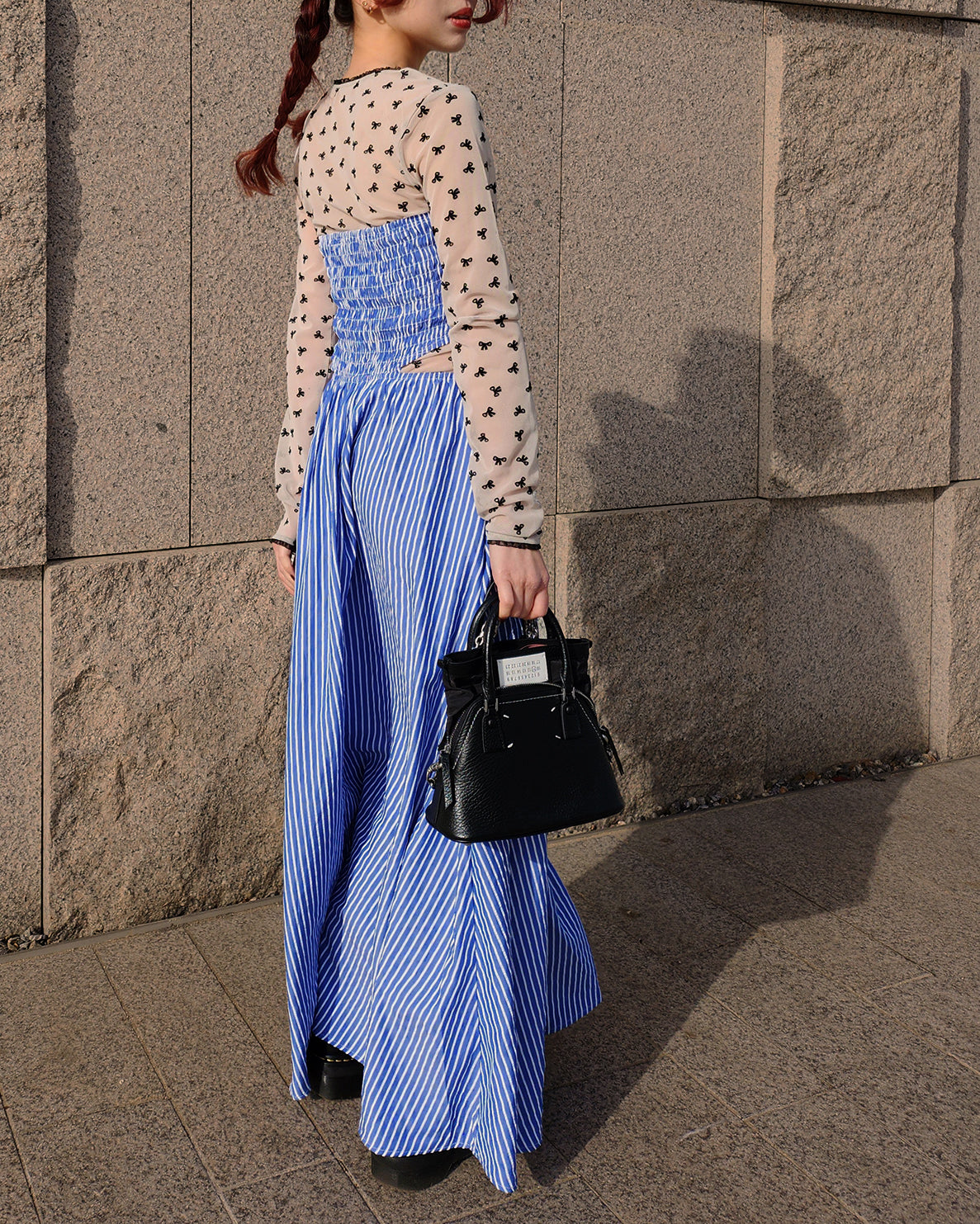 cut out stripe long dress