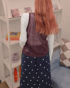 henry neck sheer sleeve less top