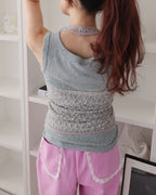 lace sheer halter neck bustier