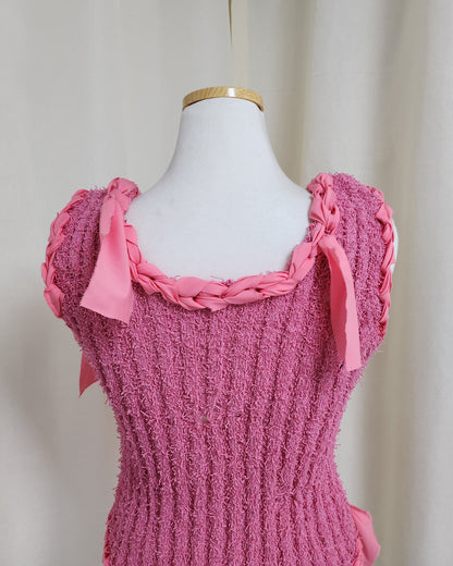 ribbon piping sleeve less knit