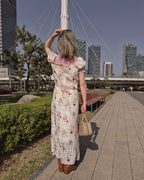 flower frill long dress