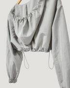 shirring bolero hood nylon blouson