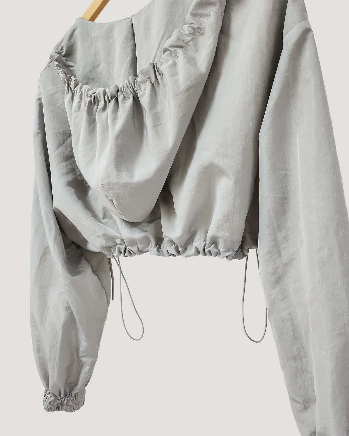 shirring bolero hood nylon blouson